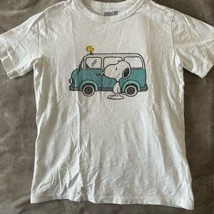 Peanuts Kids Snoopy and Woodstock Van Tee - White and Teal
